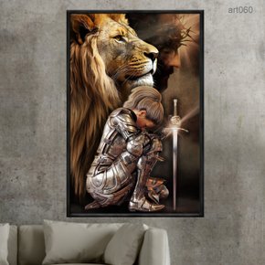 02 quadro decorativo cristo leao guerreira medieval art060